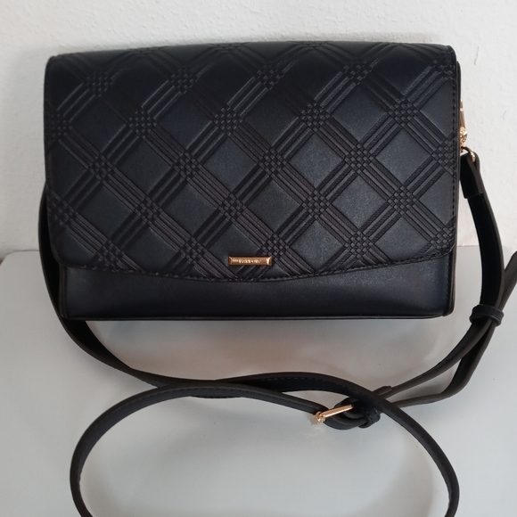 Navy Three Pocket Faux Leather Crossbody Purse - Picture 2 of 11
